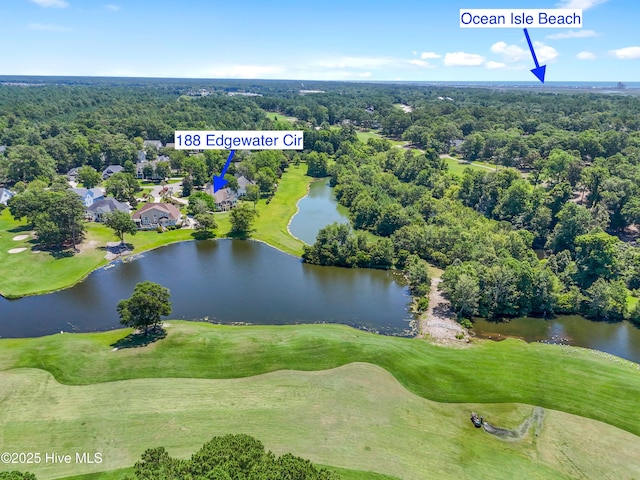 188 Edgewater Cir, Sunset Beach, NC 28468 - bird's eye view of a nearby body of water and a local golf course