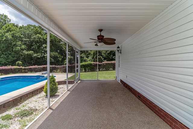 112 Highwoods Dr, Goldsboro, NC 27530 - unfurnished sunroom featuring ceiling fan