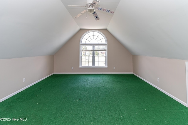 112 Highwoods Dr, Goldsboro, NC 27530 - bonus room with a ceiling fan, vaulted ceiling, and carpet floors