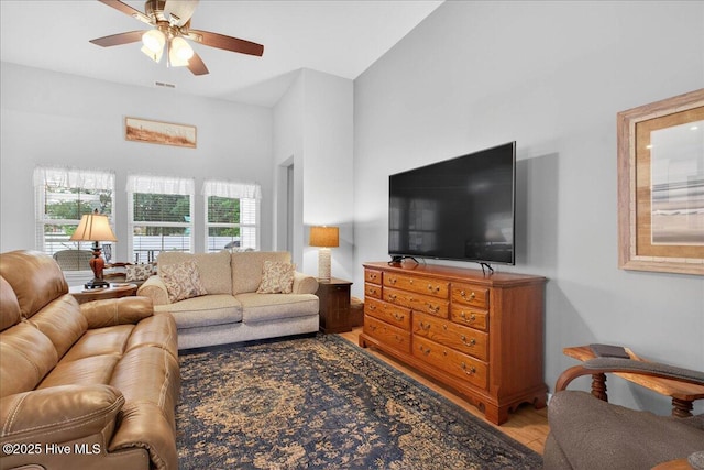 1673 White Starfish Ct, Calabash, NC 28467 - living area featuring wood finished floors and a ceiling fan