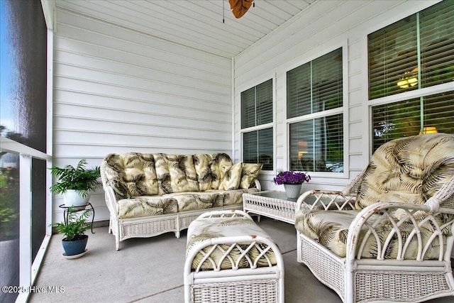 1673 White Starfish Ct, Calabash, NC 28467 - sunroom / solarium with outdoor lounge area and ceiling fan