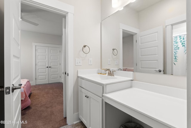 9154 Village Lake Dr SW, Calabash, NC 28467 - bathroom featuring vanity and a ceiling fan