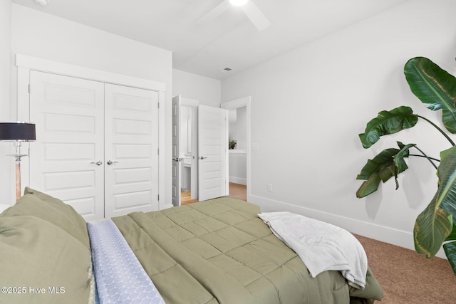 9154 Village Lake Dr SW, Calabash, NC 28467 - carpeted bedroom featuring a closet and a ceiling fan