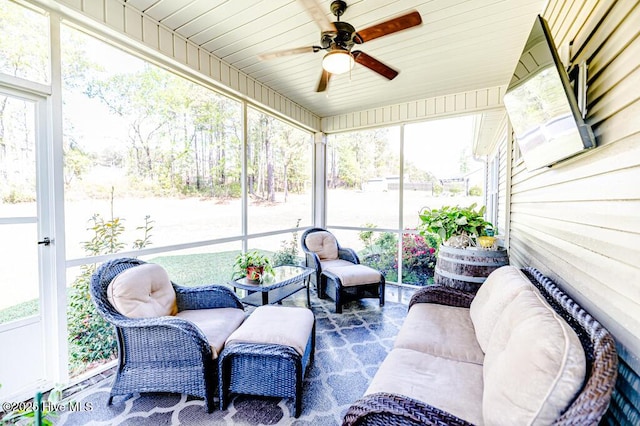 276 Widgeon Way, Lillington, NC 27546 - sunroom featuring ceiling fan