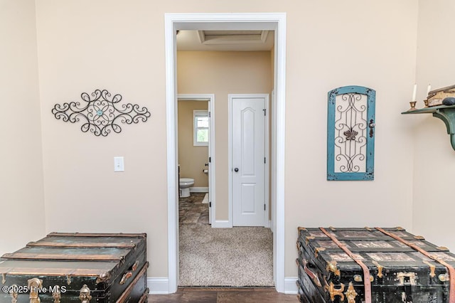 276 Widgeon Way, Lillington, NC 27546 - hall with baseboards and attic access