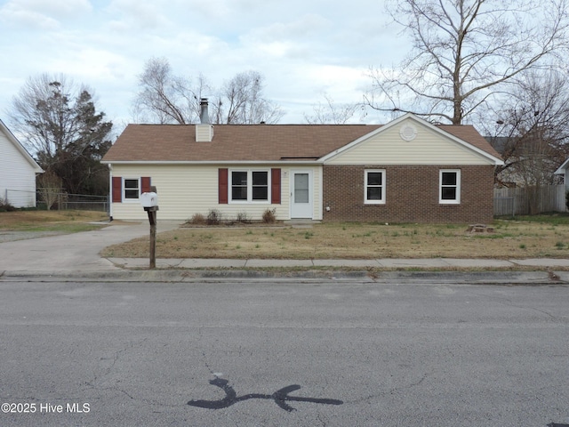 337 Lee Dr, Havelock, NC 28532 - ranch-style house featuring a chimney and brick siding