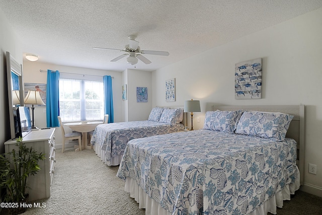 330 S Middleton Dr NW Unit 1009, Calabash, NC 28467 - bedroom with light carpet, a ceiling fan, and a textured ceiling
