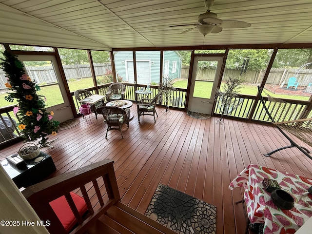 2834 Lancaster Rd NW, Wilson, NC 27896 - sunroom / solarium featuring a ceiling fan