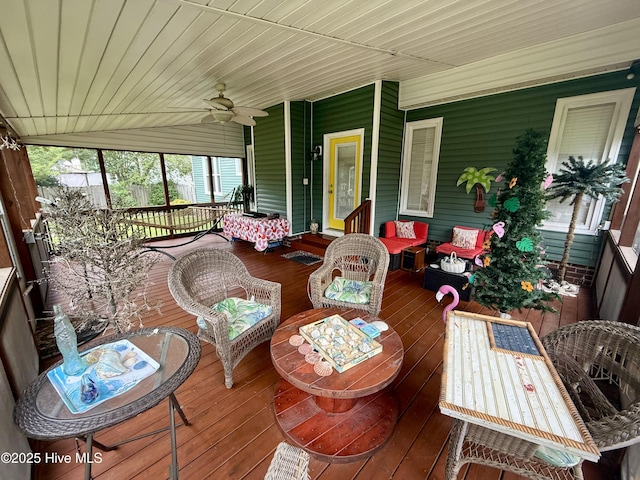 2834 Lancaster Rd NW, Wilson, NC 27896 - sunroom / solarium featuring outdoor lounge area and a ceiling fan