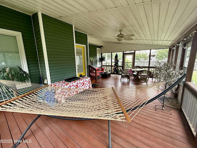 2834 Lancaster Rd NW, Wilson, NC 27896 - sunroom with a ceiling fan, plenty of natural light, and outdoor dining area