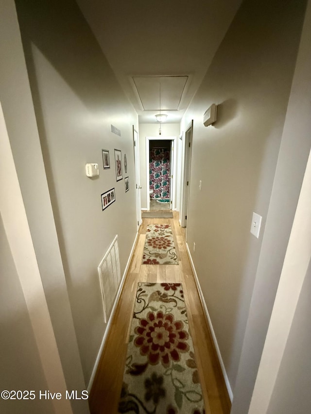 2834 Lancaster Rd NW, Wilson, NC 27896 - hallway featuring attic access and light wood finished floors