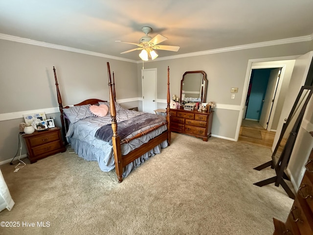 2834 Lancaster Rd NW, Wilson, NC 27896 - bedroom featuring crown molding, carpet flooring, and a ceiling fan