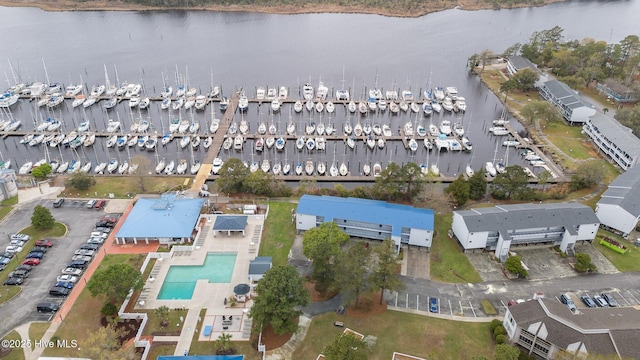 6227 Harbourside Dr, New Bern, NC 28560 - aerial view of property's location featuring a large body of water and a marina