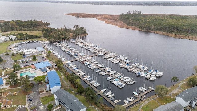 6227 Harbourside Dr, New Bern, NC 28560 - aerial overview of property's location with a marina and a large body of water