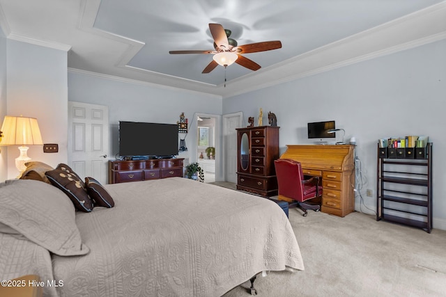 6122 Timber Creek Ln, Wilmington, NC 28411 - bedroom with carpet, ornamental molding, and ceiling fan
