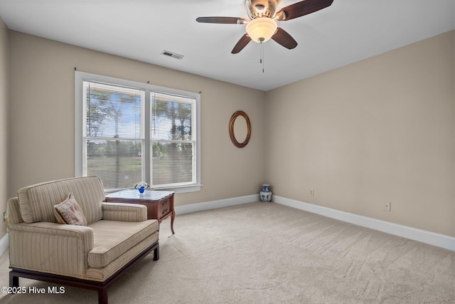 6122 Timber Creek Ln, Wilmington, NC 28411 - living area with light colored carpet and a ceiling fan