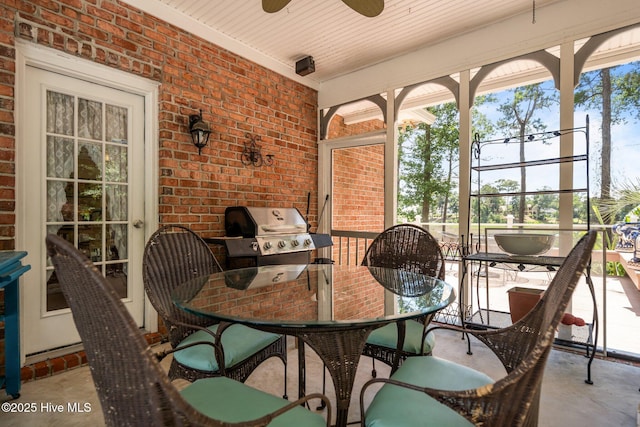 6122 Timber Creek Ln, Wilmington, NC 28411 - view of patio / terrace featuring outdoor dining space, a ceiling fan, and area for grilling