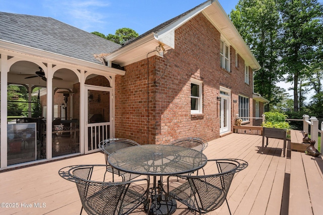 6122 Timber Creek Ln, Wilmington, NC 28411 - wooden deck featuring outdoor dining space and ceiling fan