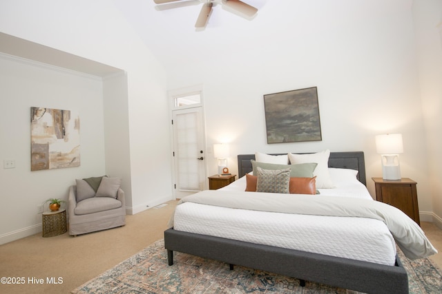 2 Tyler Way, Pinehurst, NC 28374 - carpeted bedroom featuring a high ceiling and a ceiling fan