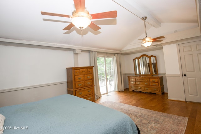615 E Main St, Aberdeen, NC 28315 - bedroom featuring access to outside, wood finished floors, and ceiling fan