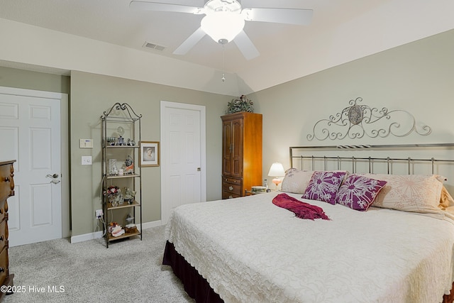 1045 Edenton Dr NW, Calabash, NC 28467 - bedroom featuring light carpet, a ceiling fan, and lofted ceiling