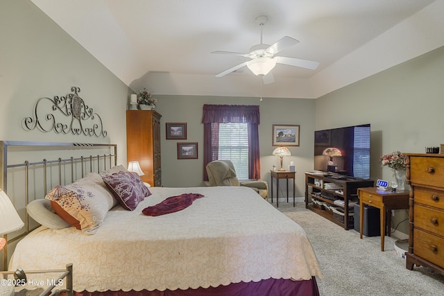 1045 Edenton Dr NW, Calabash, NC 28467 - bedroom with carpet, lofted ceiling, and ceiling fan