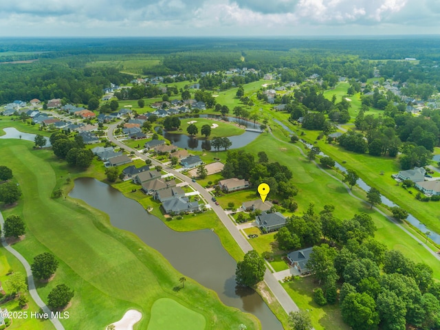 1045 Edenton Dr NW, Calabash, NC 28467 - aerial perspective of suburban area featuring a large body of water and a golf course
