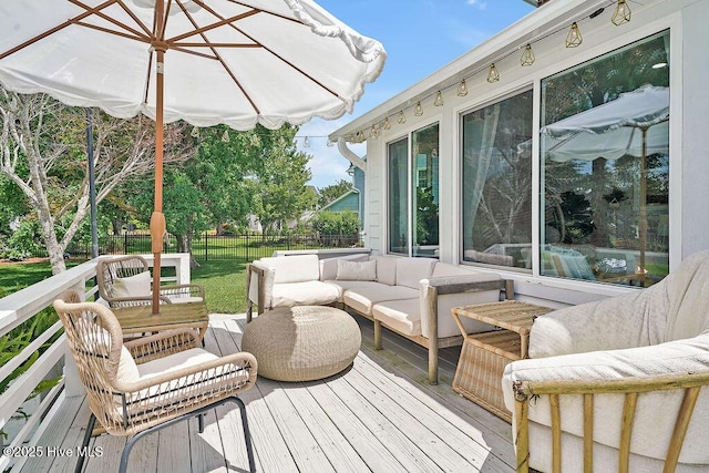 311 Lennox Pl, Wilmington, NC 28412 - wooden deck with an outdoor living space