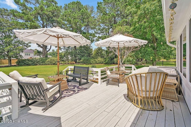 311 Lennox Pl, Wilmington, NC 28412 - wooden deck with an outdoor hangout area