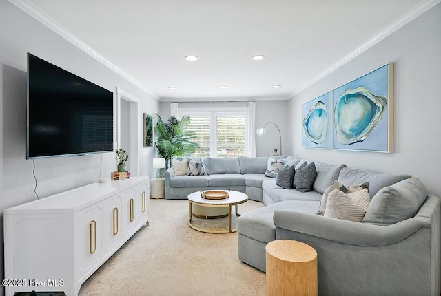 311 Lennox Pl, Wilmington, NC 28412 - living area with crown molding, recessed lighting, and light carpet