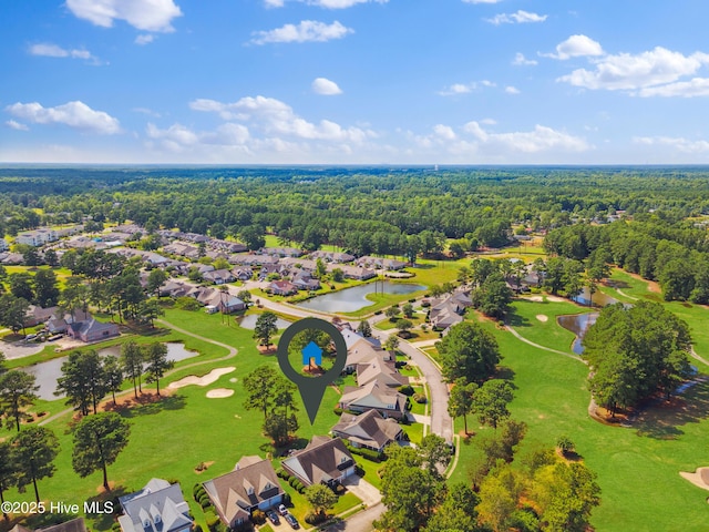 258 Morning View Way, Leland, NC 28451 - aerial view of residential area featuring a large body of water and a heavily wooded area