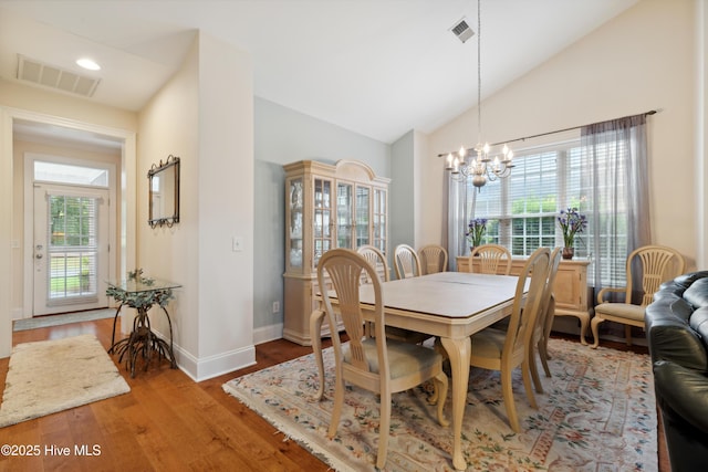258 Morning View Way, Leland, NC 28451 - dining space with a chandelier, lofted ceiling, light wood finished floors, and recessed lighting