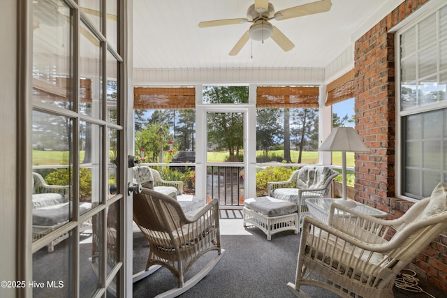 258 Morning View Way, Leland, NC 28451 - sunroom / solarium featuring a ceiling fan