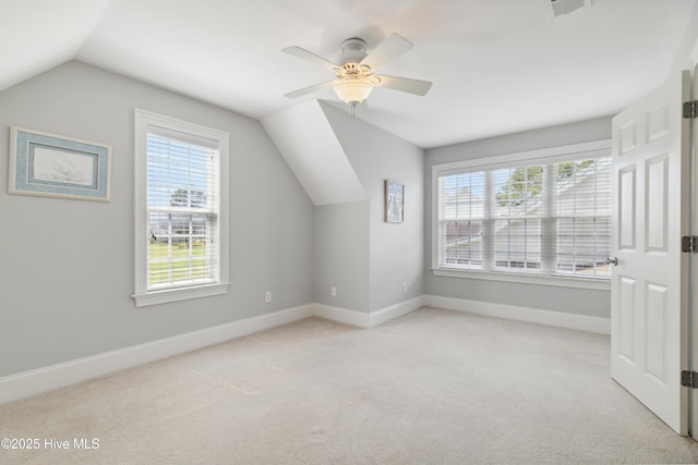 258 Morning View Way, Leland, NC 28451 - additional living space featuring lofted ceiling, carpet, ceiling fan, and plenty of natural light