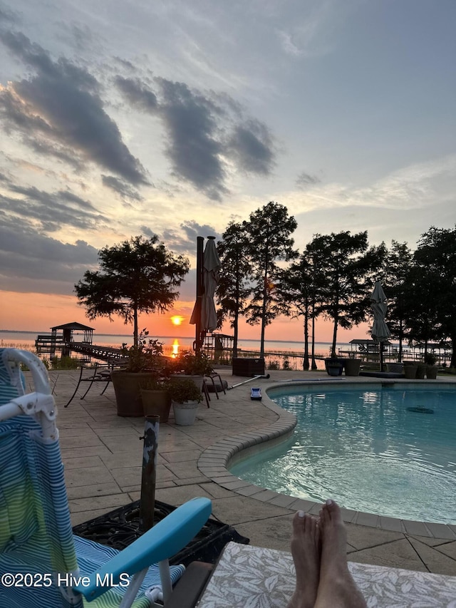 2270 Bella Coola Rd, Lake Waccamaw, NC 28450 - view of pool at dusk