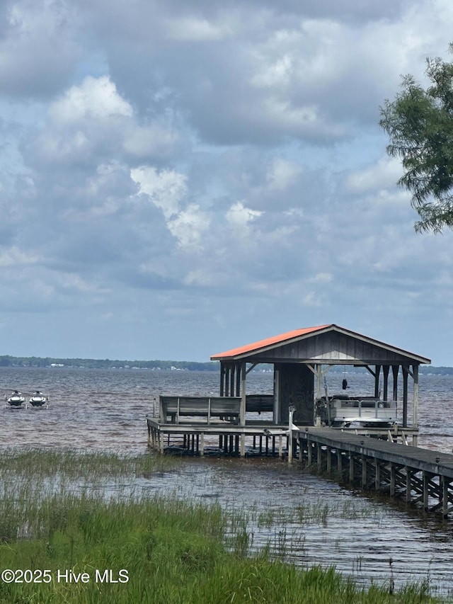 2270 Bella Coola Rd, Lake Waccamaw, NC 28450 - dock area featuring a water view and boat lift