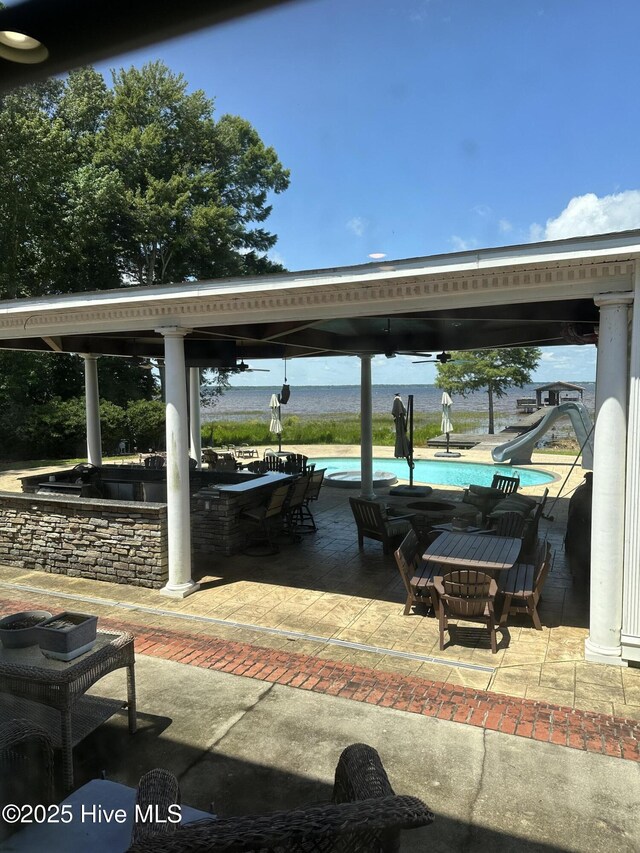 2270 Bella Coola Rd, Lake Waccamaw, NC 28450 - view of patio featuring an outdoor pool and a gazebo