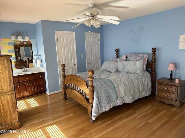 2270 Bella Coola Rd, Lake Waccamaw, NC 28450 - bedroom featuring light wood-style flooring and ceiling fan