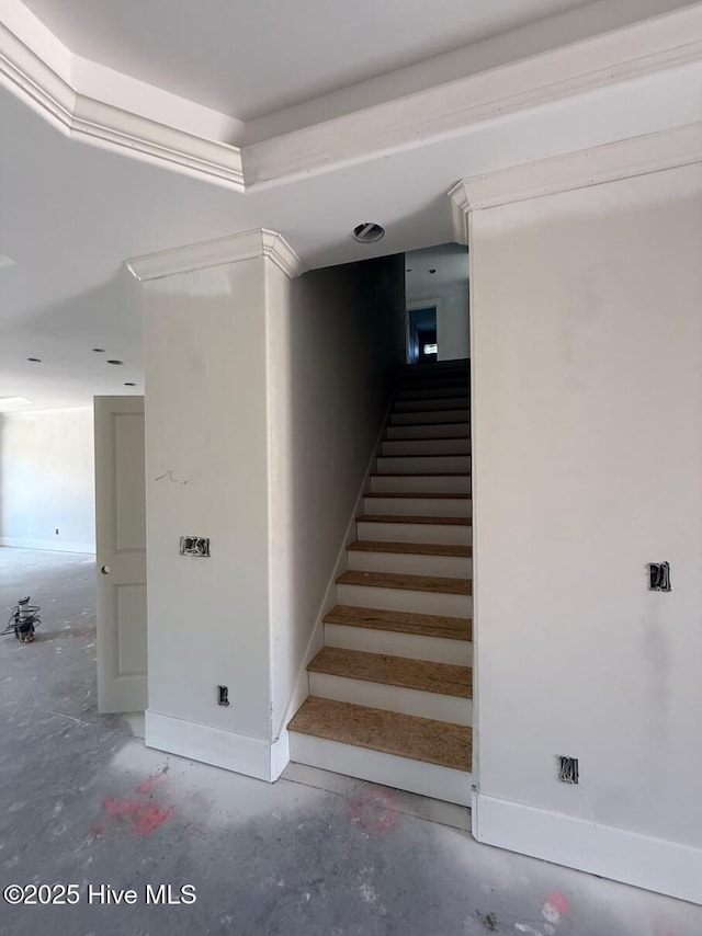 453 Motts Forest Rd Unit 70, Wilmington, NC 28412 - stairway featuring baseboards and unfinished concrete flooring