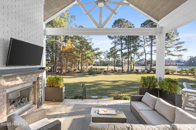 805 Wild Turkey Pl, Wilmington, NC 28405 - view of patio featuring an outdoor living space with a fireplace
