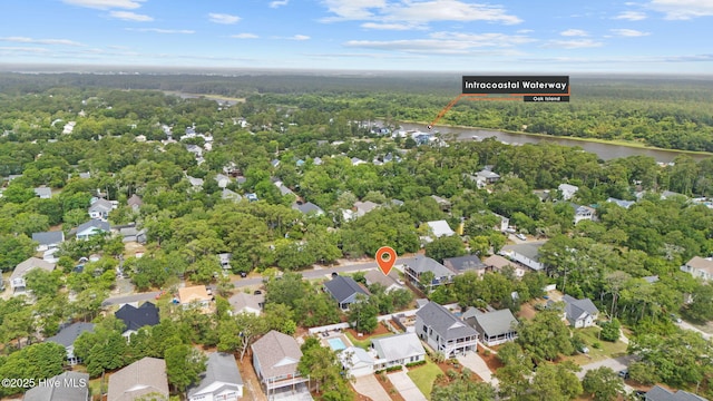 126 NW 14th St, Oak Island, NC 28465 - aerial view of property and surrounding area featuring nearby suburban area and a nearby body of water
