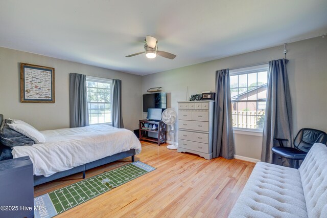 3921 Westover Rd, Wilmington, NC 28403 - bedroom featuring light wood finished floors and ceiling fan