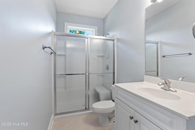 183 Baker Cir W, End, NC 27376 - full bath featuring vanity, a shower stall, and tile patterned floors