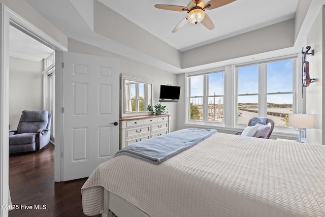 219 Sky Sail Blvd, New Bern, NC 28560 - bedroom featuring dark wood finished floors and ceiling fan