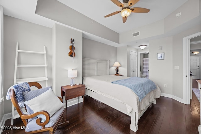 219 Sky Sail Blvd, New Bern, NC 28560 - bedroom featuring hardwood / wood-style floors, ensuite bath, and a ceiling fan