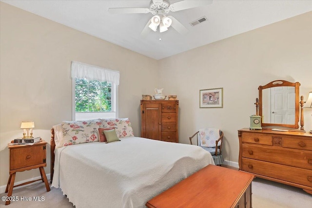 1 Pine Crest Dr, Whispering Pines, NC 28327 - bedroom with light colored carpet and a ceiling fan