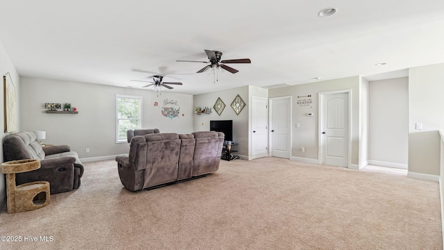 75 Bynum Ct, Vass, NC 28394 - carpeted living area featuring baseboards and ceiling fan