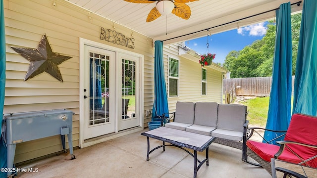 75 Bynum Ct, Vass, NC 28394 - view of patio with an outdoor living space and ceiling fan