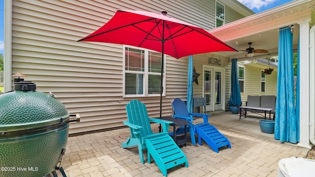 75 Bynum Ct, Vass, NC 28394 - view of patio / terrace with a grill and ceiling fan