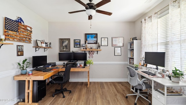 75 Bynum Ct, Vass, NC 28394 - home office with a ceiling fan and wood finished floors